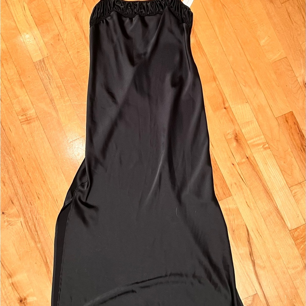 Anthropologie Elegant Black Satin Dress